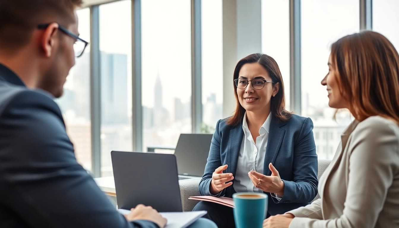 Headhunter Schweiz interviewt Kandidaten in einem modernen Büro mit professioneller Atmosphäre.