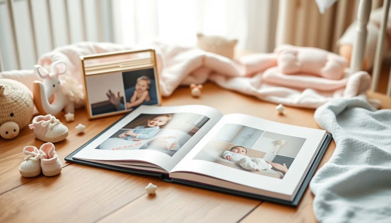 Gestaltung eines Babyalbum24.de Fotobuchs mit liebevollen Details und sanften Farben.