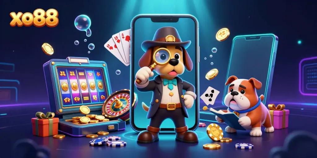 Engage with the thrilling world of gambling at xo88 through this vibrant 3D casino illustration.