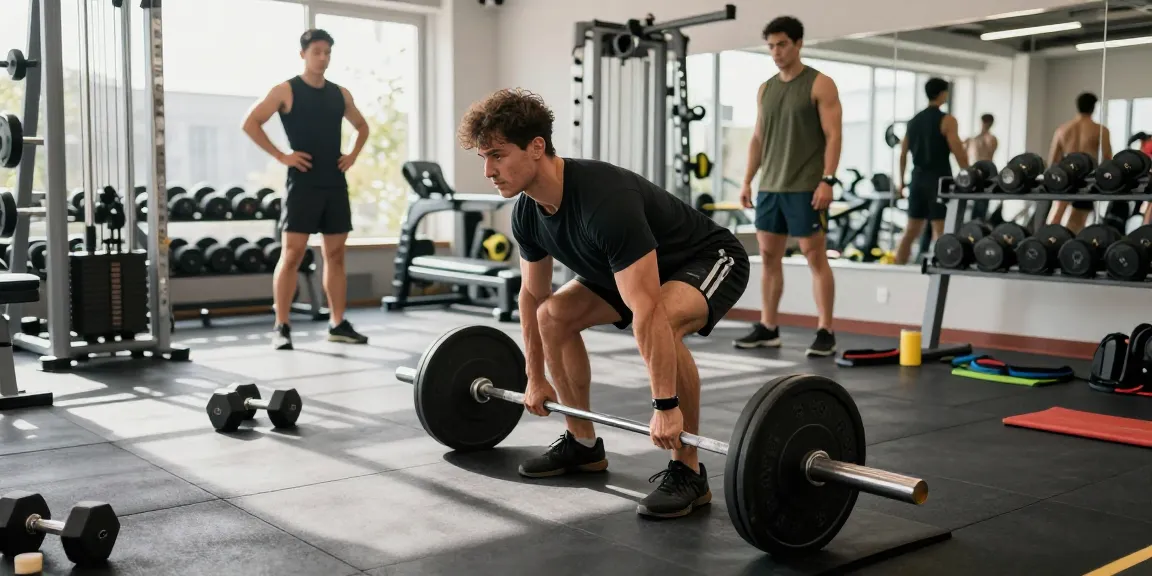 Anabolika Shop: Bodybuilder beim Heben von Gewichten im modernen Fitnessstudio mit motivierender Atmosphäre.