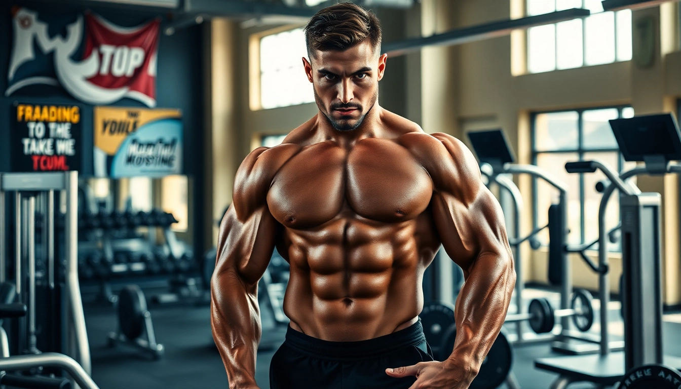 Sustanon kaufen für Muskelaufbau in einem modernen Fitnessstudio.