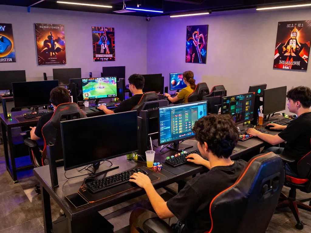 Engaged players enjoying games at TA88 gaming lounge with vibrant atmosphere.