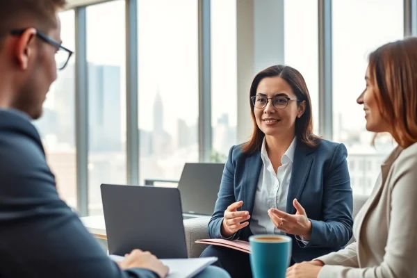 Headhunter Schweiz interviewt Kandidaten in einem modernen Büro mit professioneller Atmosphäre.