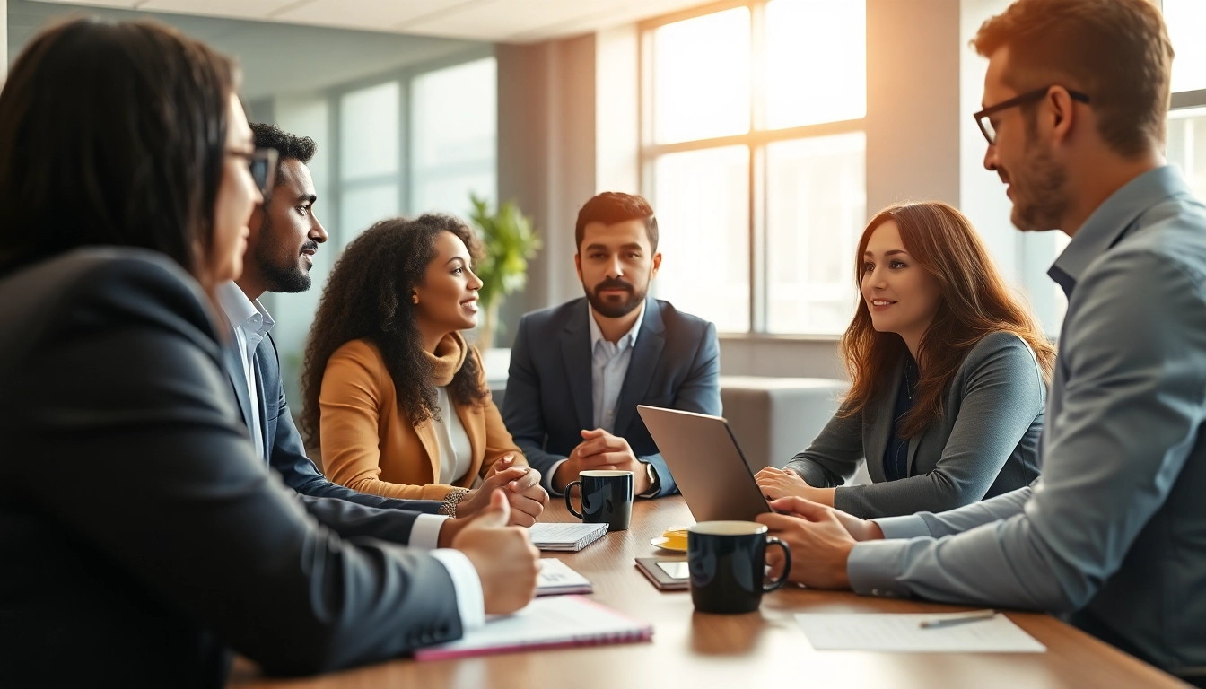 Headhunter Schweiz führt ein professionelles Gespräch mit einem Kandidaten in einem modernen Büro.