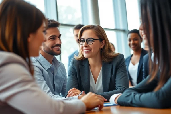 Headhunter Schweiz führt professionelle Interviews in einer modernen Büroumgebung.