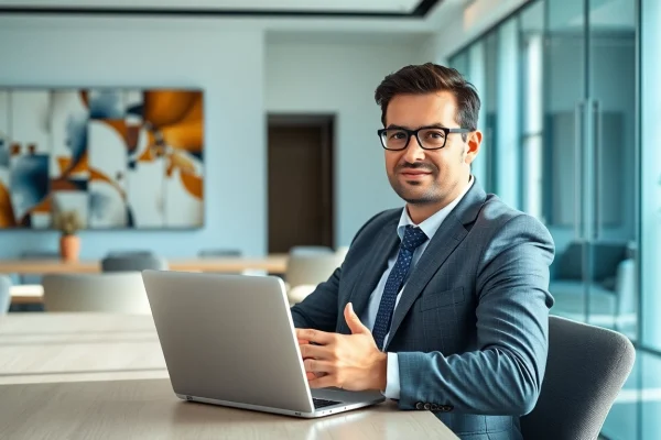 Hochqualifizierter Headhunter Schweiz zeigt professionelle Fähigkeiten in modernem Büro.