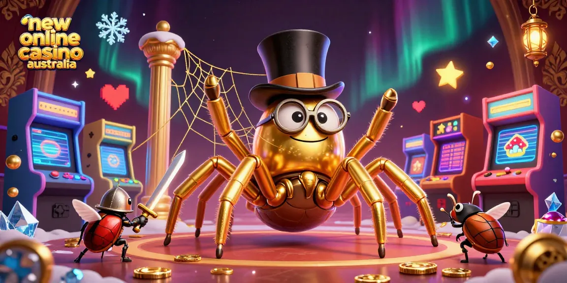 Play at the new online casino Australia with engaging slots surrounded by golden casino elements.